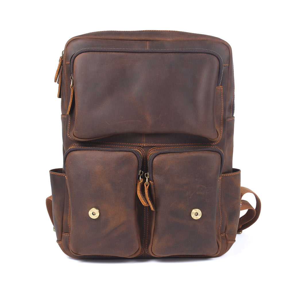 Retro Large Capacity Crazy Horse Leather Backpack for Men