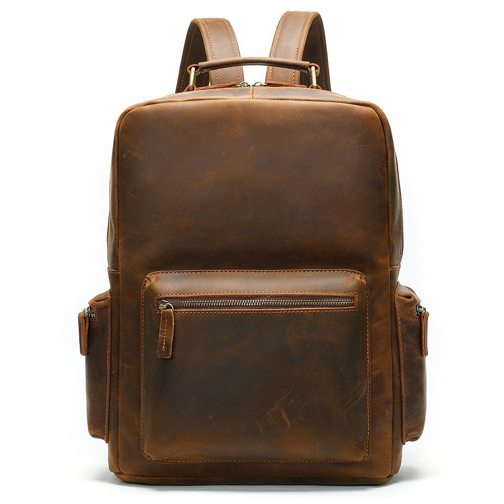 Leather Crazy Horse Large Capacity Business Backpack