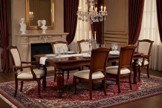 8-Seater Classic Mahogany Dining Table and Chair Set with 2 Carver Chairs
