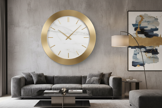 Oversized Contemporary Brushed Brass Designer Wall Clock